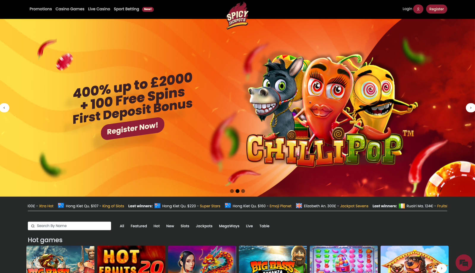 Homepage of this non gamstop casino