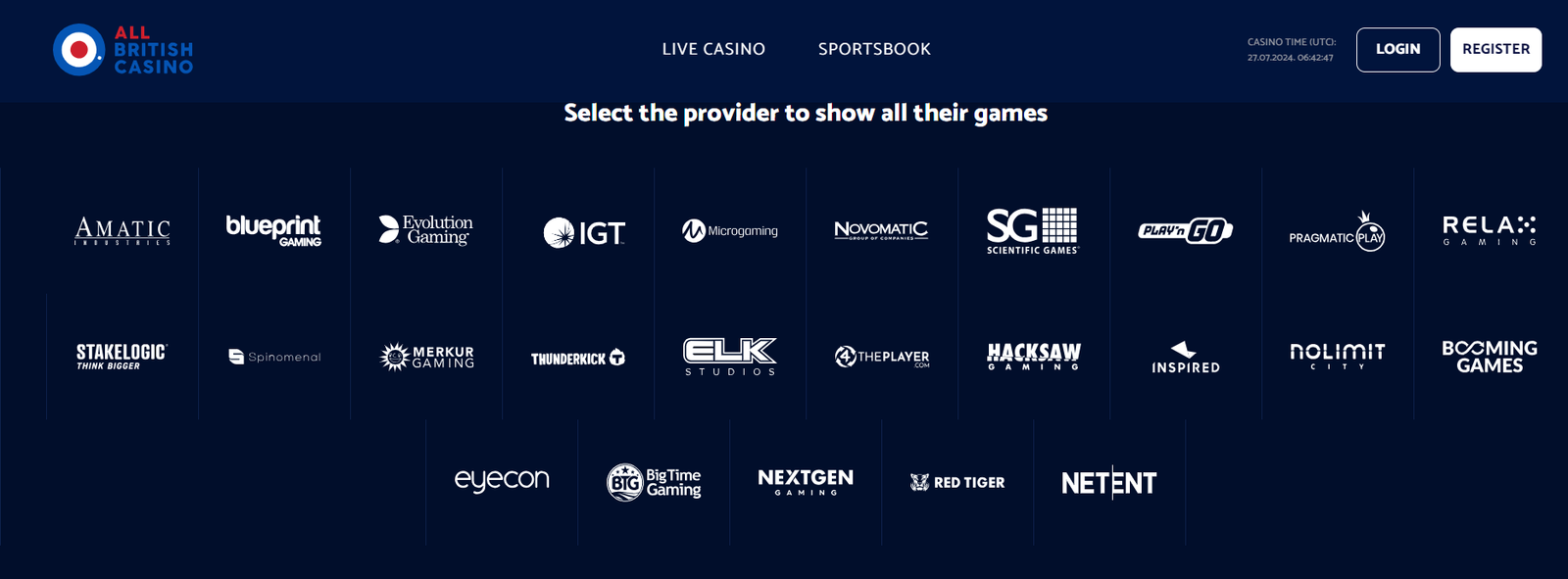 All British Casino Games Providers