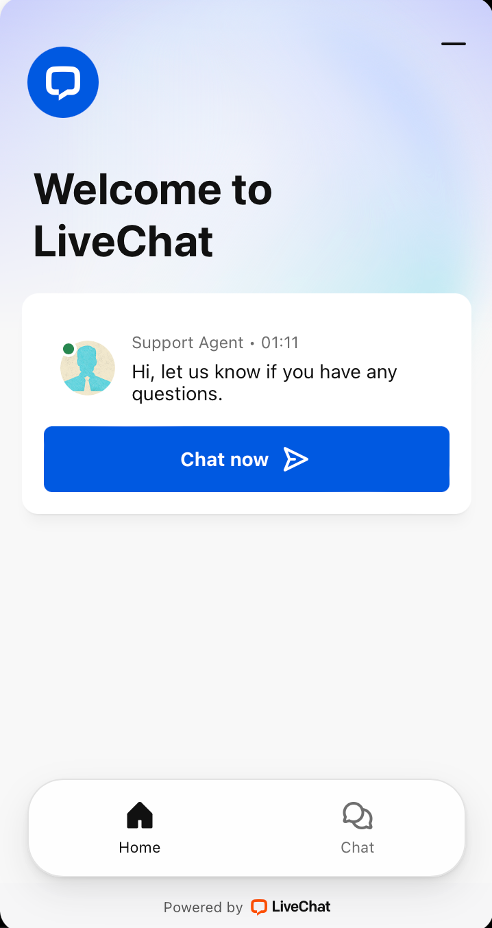 24/7 Available live-chat screenshot