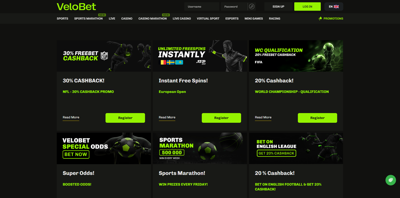 Velobet Casino Promotions Page