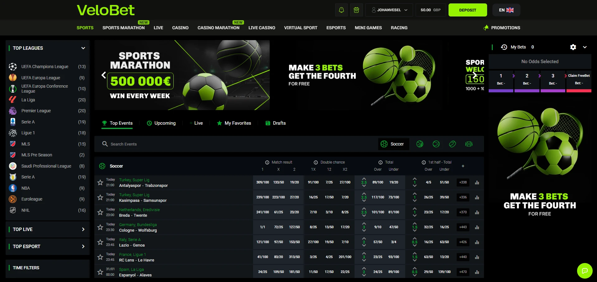 Sportsbook of Velobet