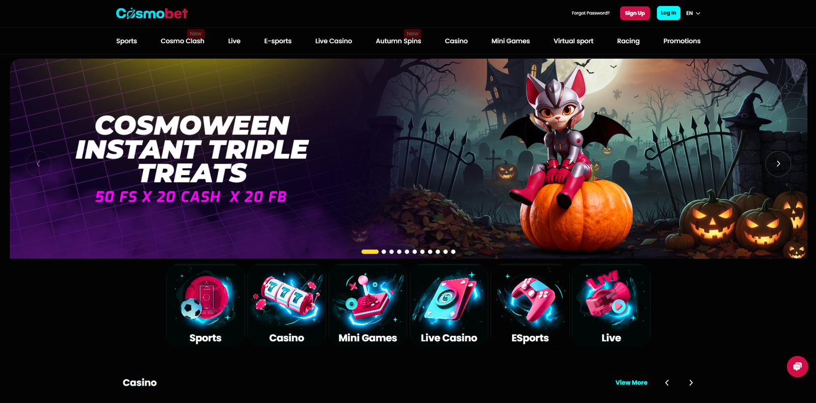 Cosmobet Casino home page Photo