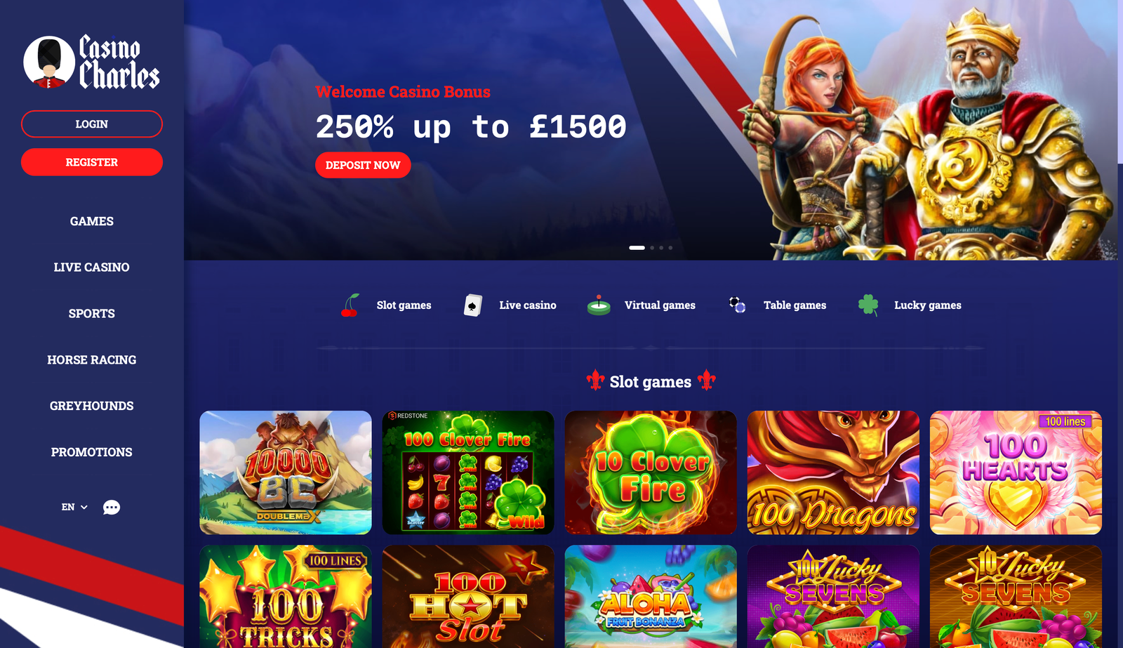 Screenshot of Non Gamstop Casino's homepage