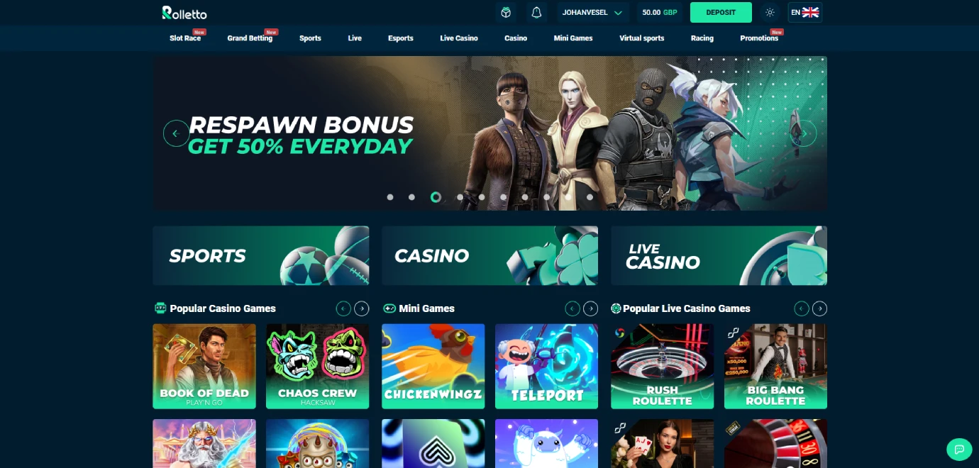 Homepage of Rolletto