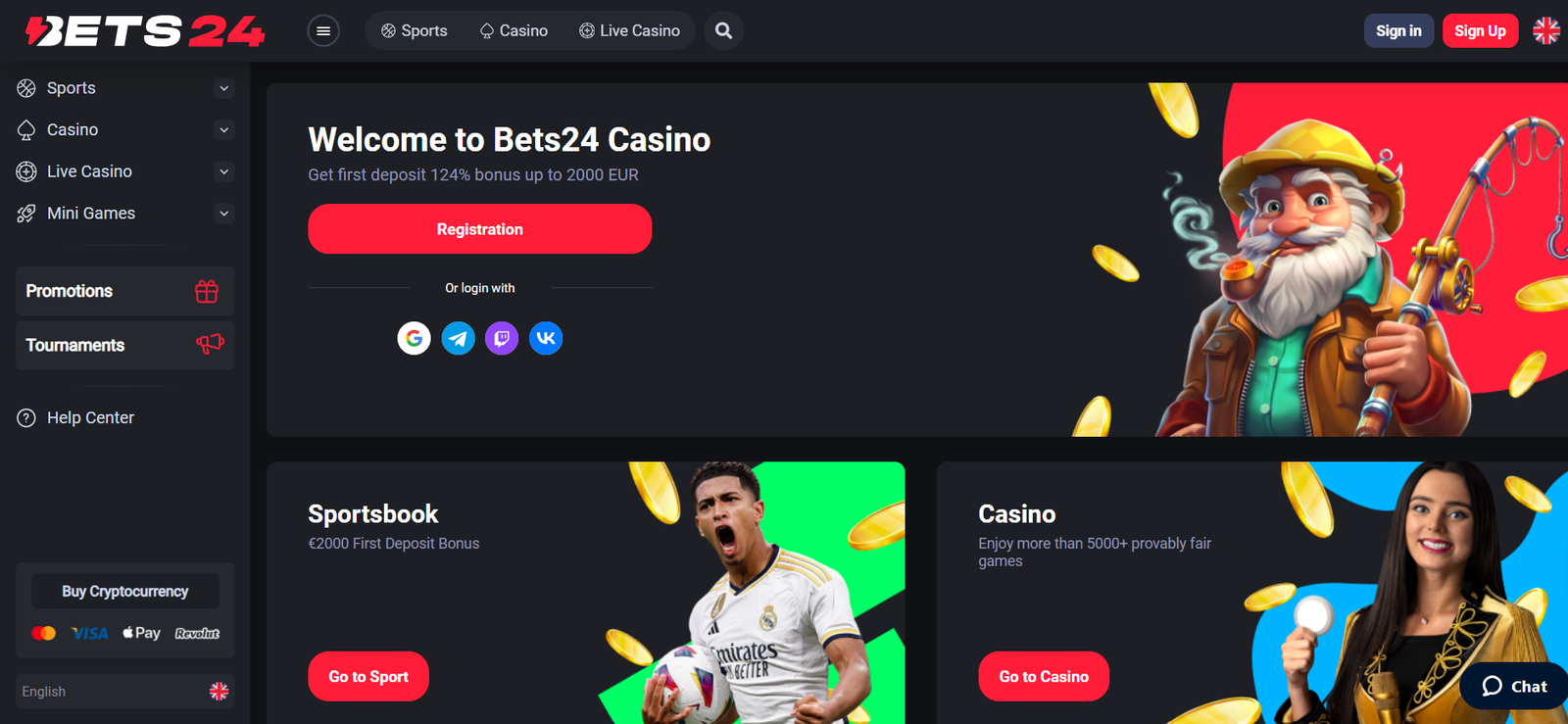 Bets24.io Home Page Photo