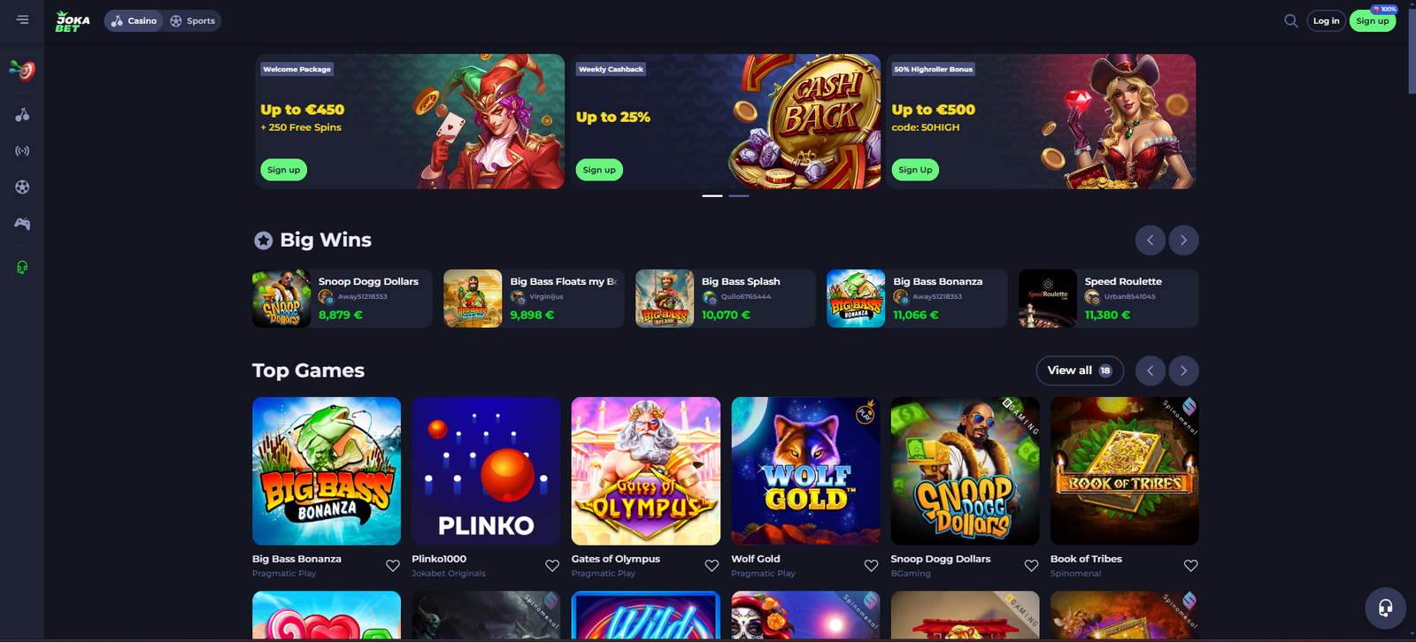 Jokabet Casino home page screen photo