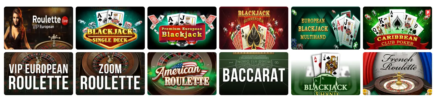 Live casino table games of this brand