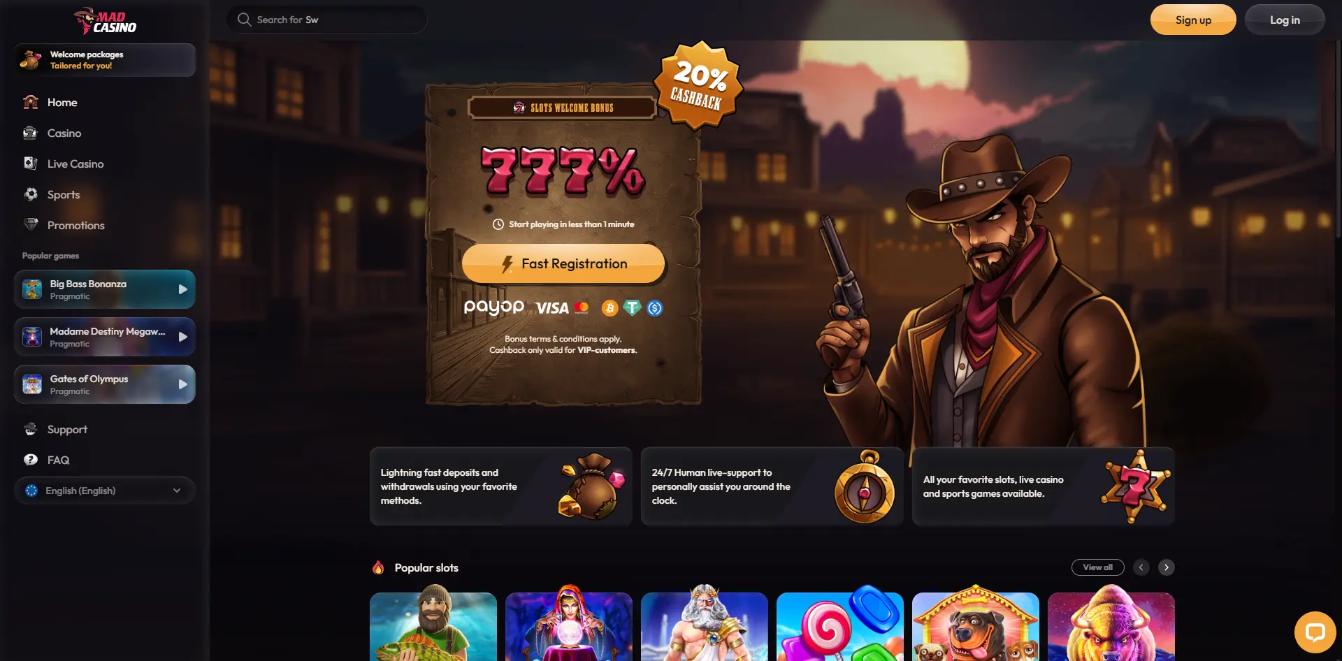 Home page of Mad Casino