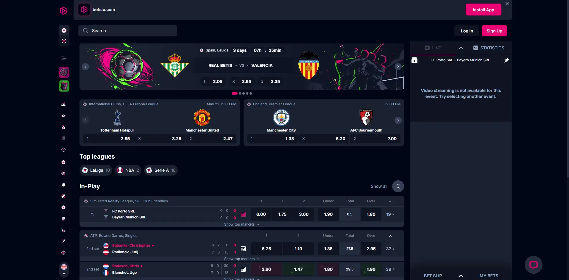 Sportsbook of Betsio Casino