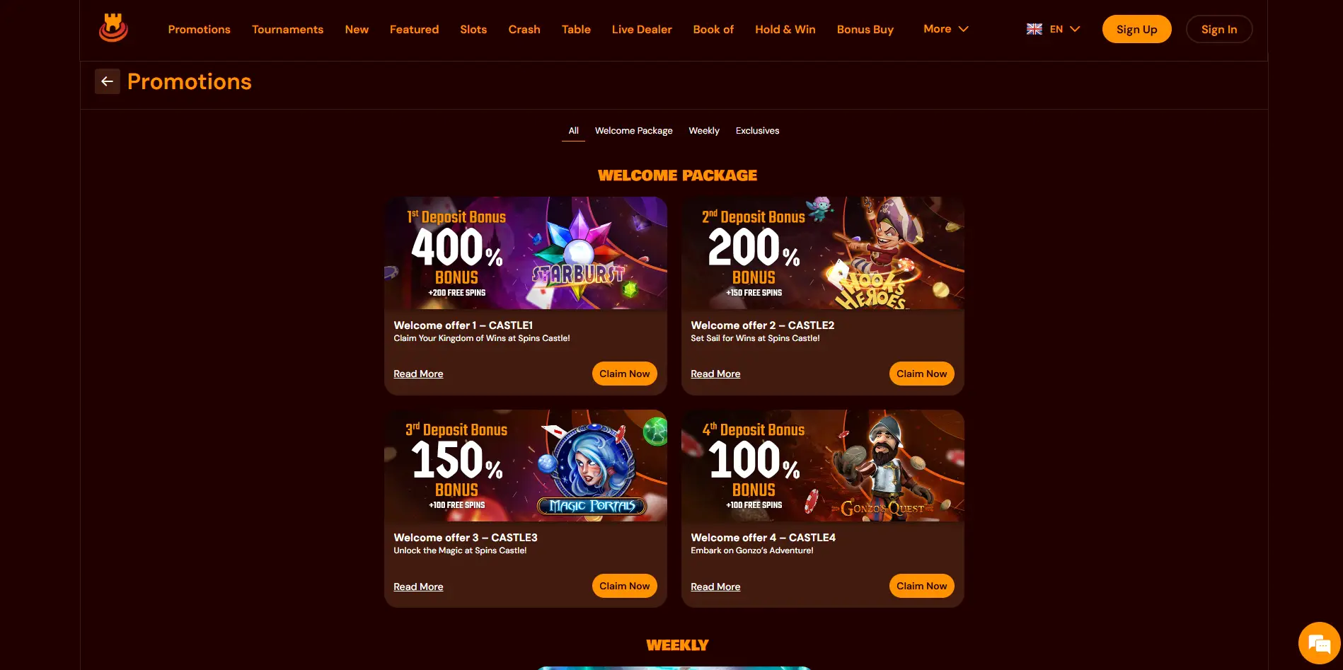 Promotion page of this Casino
