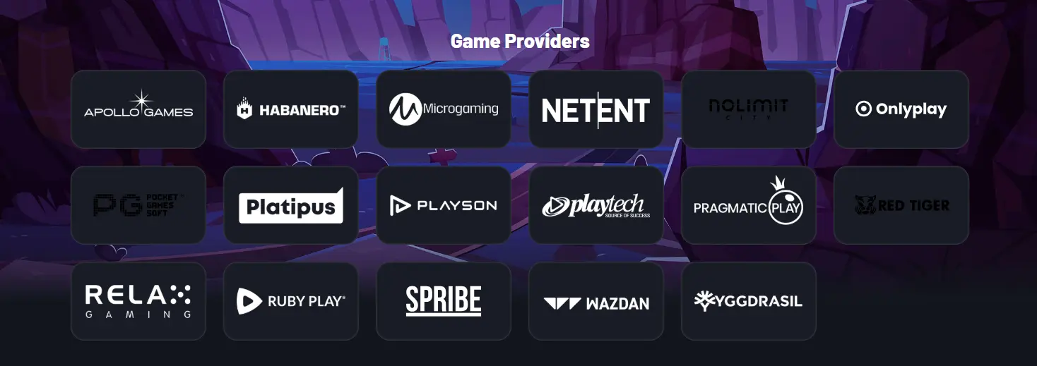 List of Slot/Casino Providers available at a non gamstop casino, called Wildzy