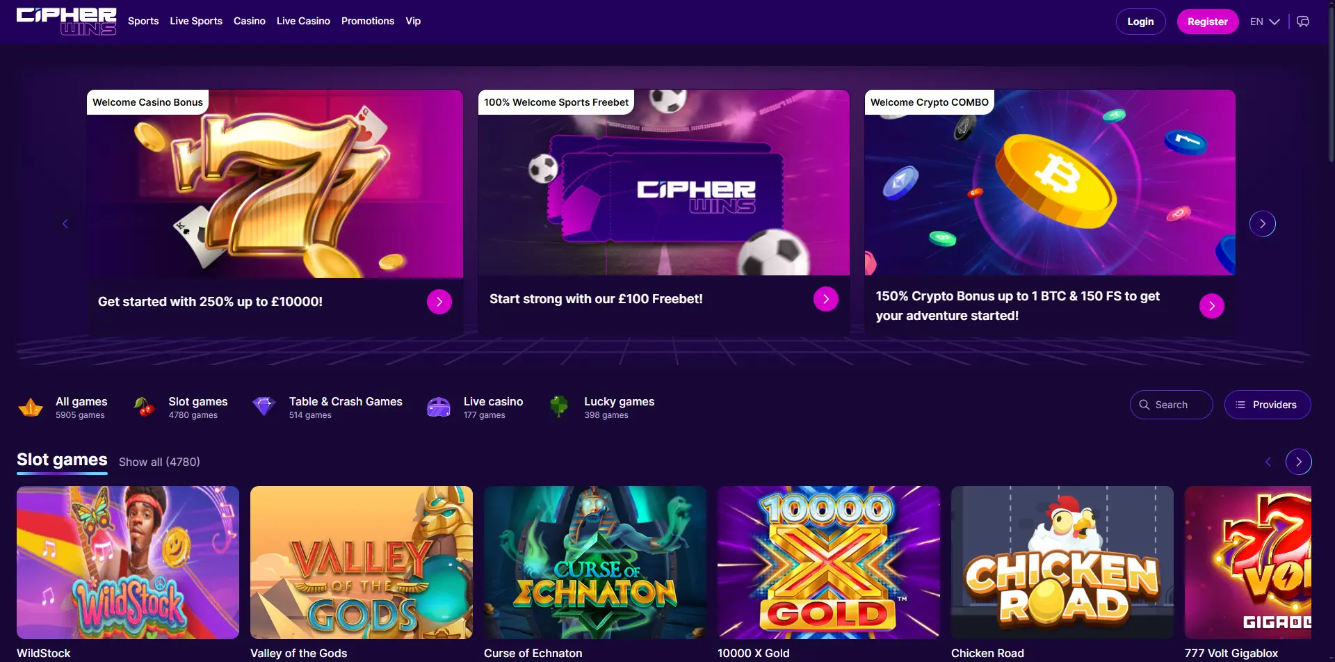 home page of Cipherwins