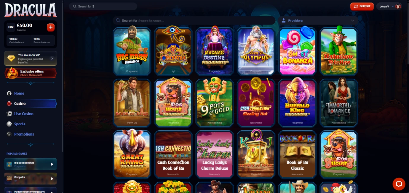 Game selection of Dracula