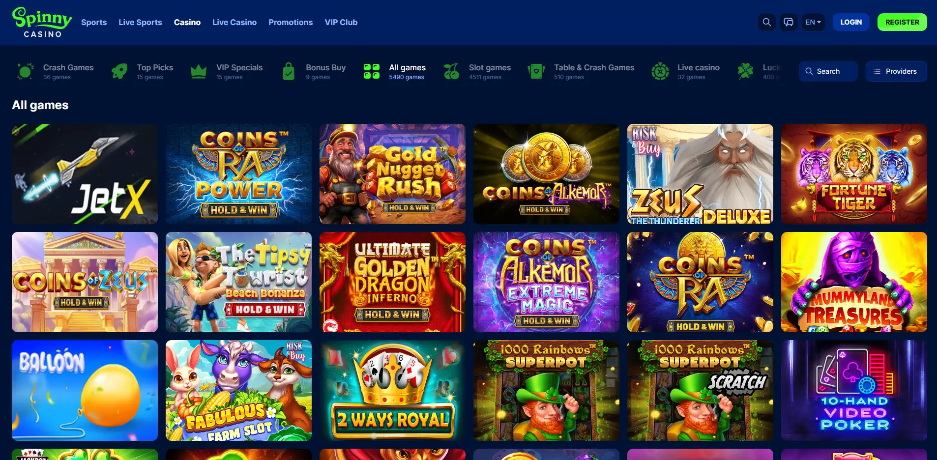 Slots on Spinny Casino