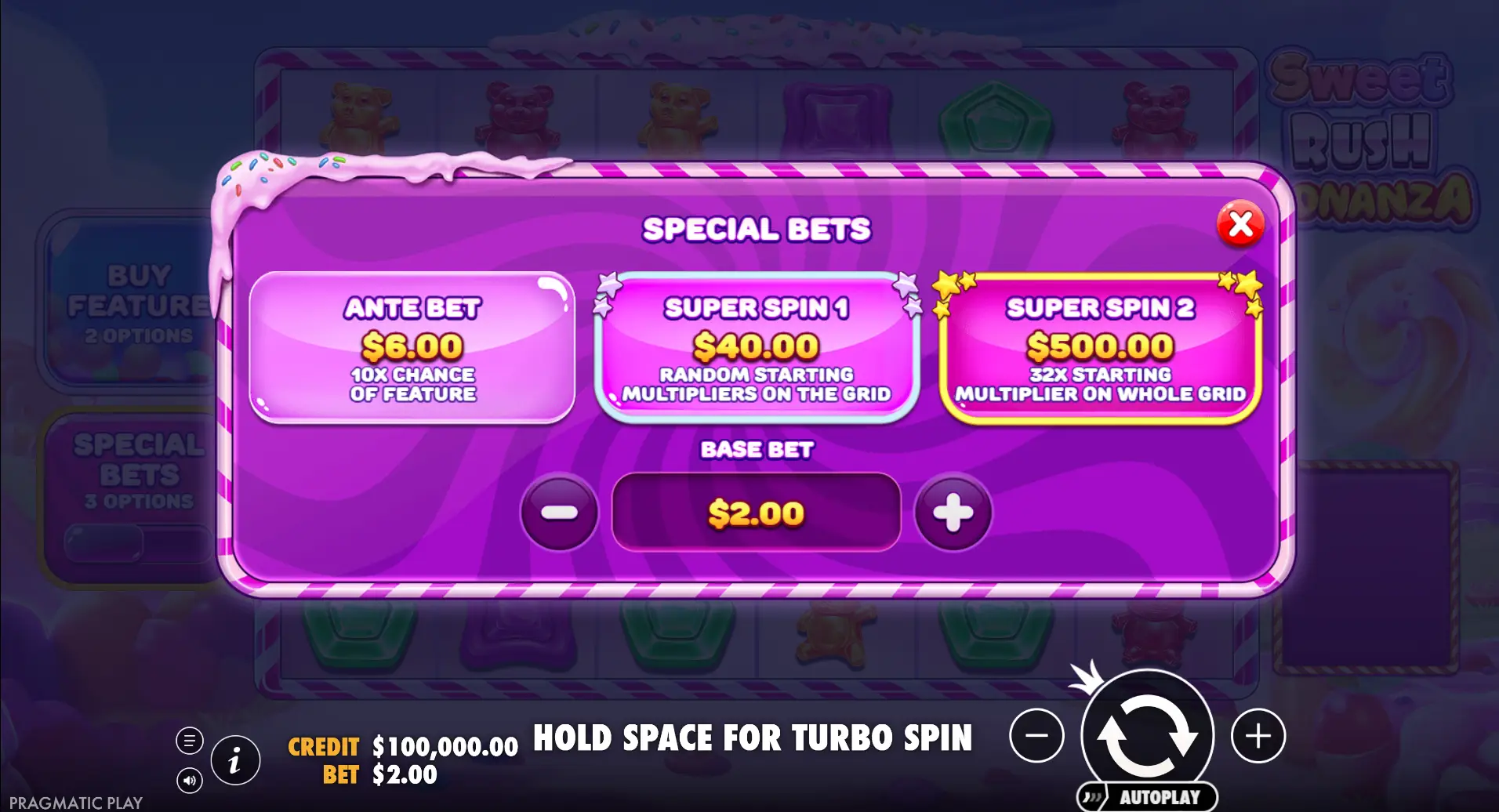Bonus Buy Feature Sweet Rush Bonanza