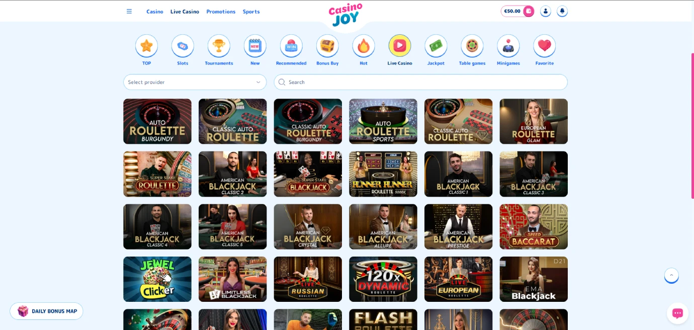 Live Casino games of this brand