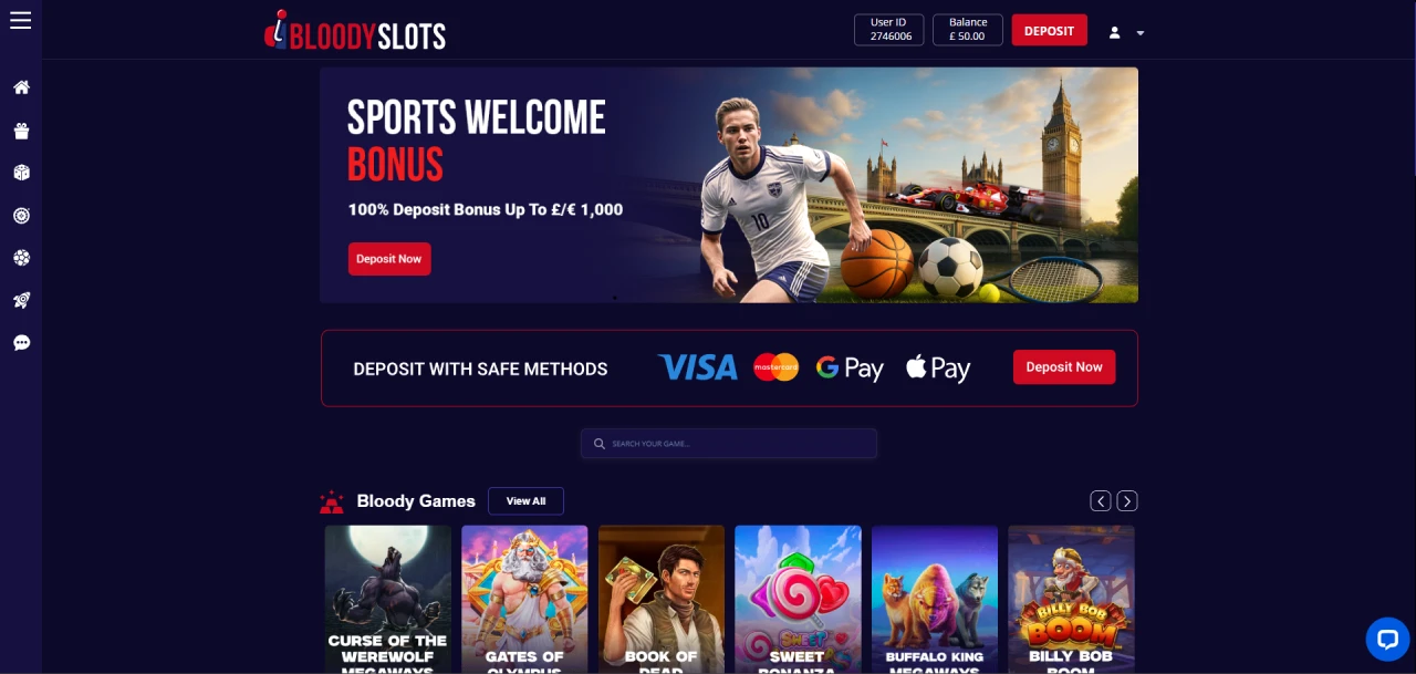 homepage of bloodyslots